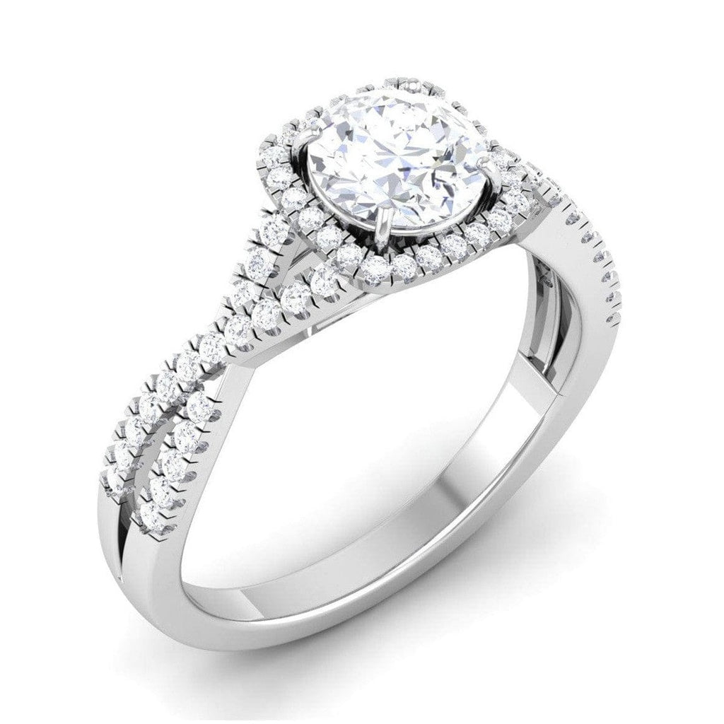 Jewelove™ Rings Customised Designer 30 Pointer Halo Solitaire Platinum Engagement Ring JL PT 499