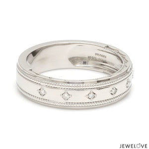 Jewelove™ Rings VVS GH - Ring Size 27 / Men's Band only Customised Designer Men's Platinum Wedding Ring with Diamonds JL PT 6742-A