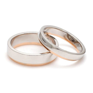 Jewelove™ Rings Customised Platinum Love Bands with Rose Gold JL PT 925