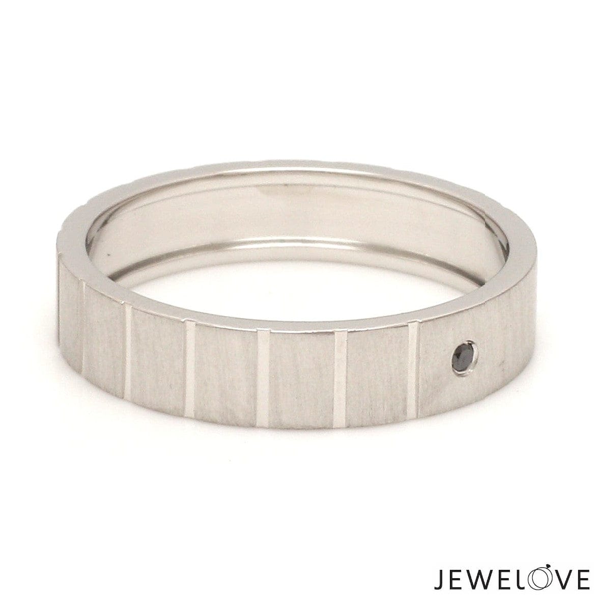 Jewelove™ Rings Men's Band only Customised Platinum Men’s Rings with Black Diamond JL PT 953-Black