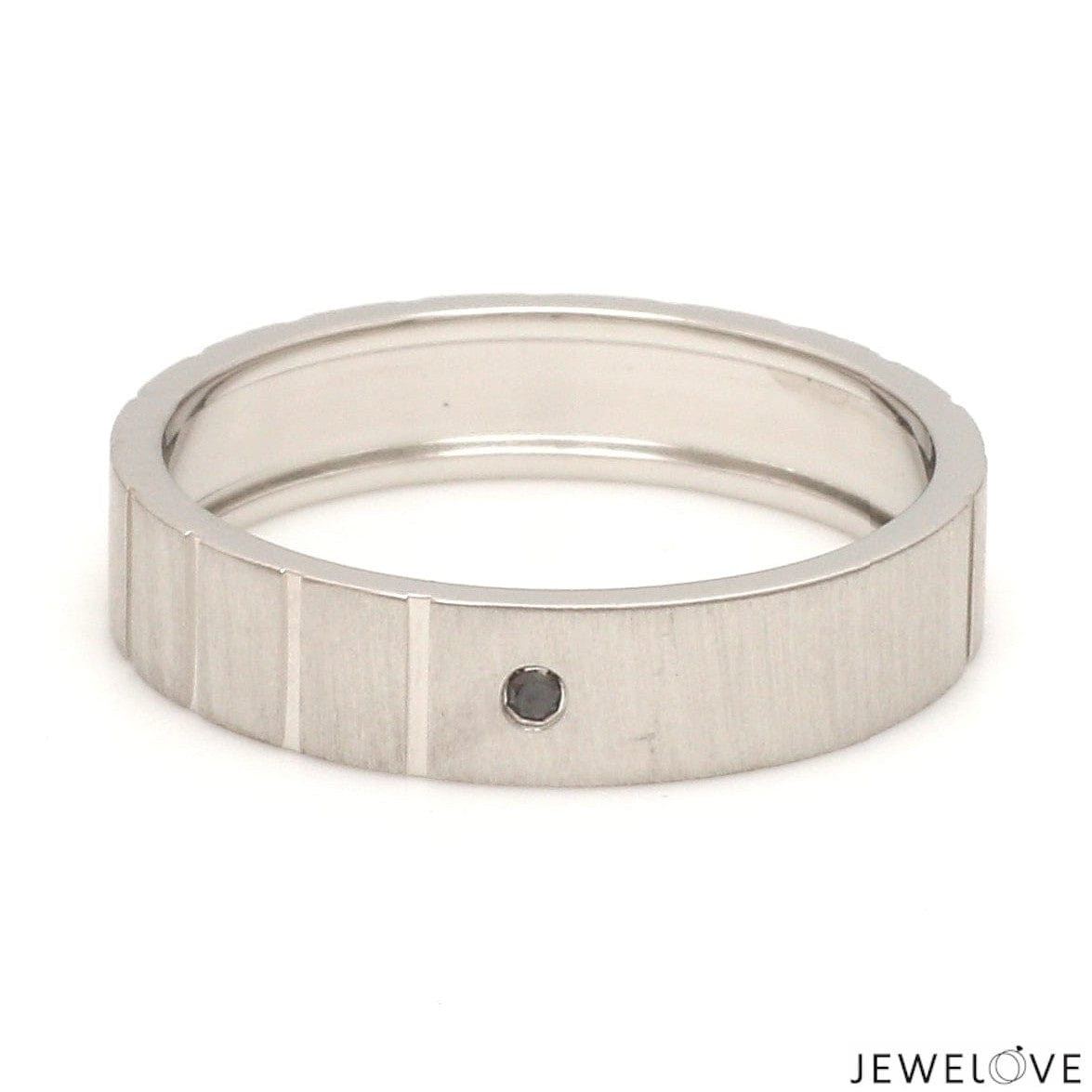 Jewelove™ Rings Men's Band only Customised Platinum Men’s Rings with Black Diamond JL PT 953-Black