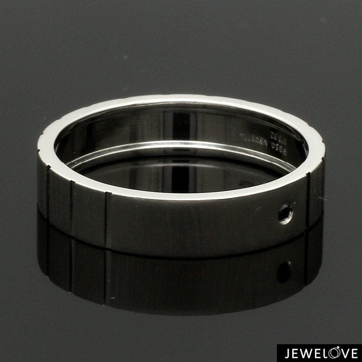 Jewelove™ Rings Men's Band only Customised Platinum Men’s Rings with Black Diamond JL PT 953-Black