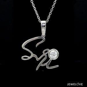 Jewelove™ Necklaces & Pendants Customised Platinum Name Pendant with 0.50 cts. Solitaire