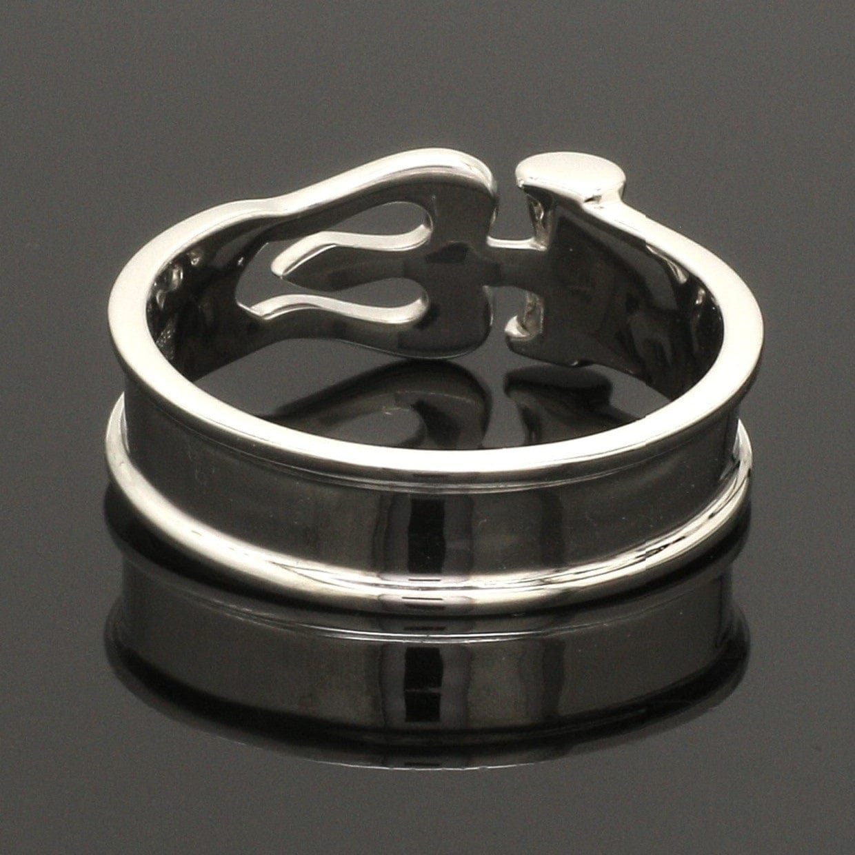 Jewelove™ Rings Men's Band only Customised Platinum OM Trishul Ring for Men JL PT 1367