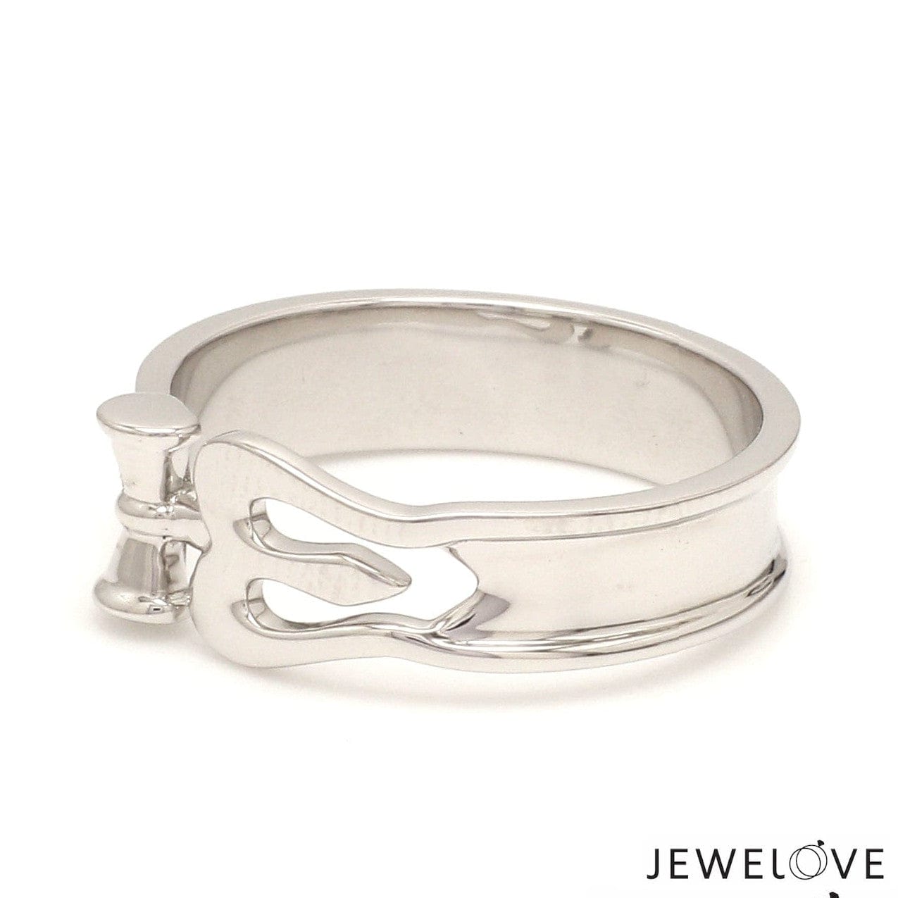 Jewelove™ Rings Men's Band only Customised Platinum OM Trishul Ring for Men JL PT 1367