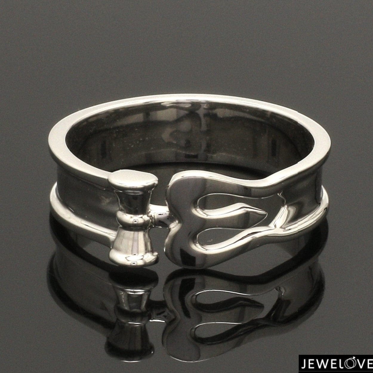 Jewelove™ Rings Men's Band only Customised Platinum OM Trishul Ring for Men JL PT 1367