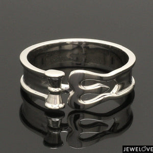 Jewelove™ Rings Men's Band only Customised Platinum OM Trishul Ring for Men JL PT 1367