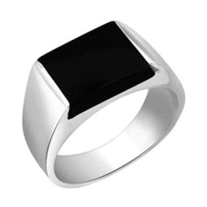 Jewelove™ Rings Men's Band only Customised Platinum Ring with Black Stone