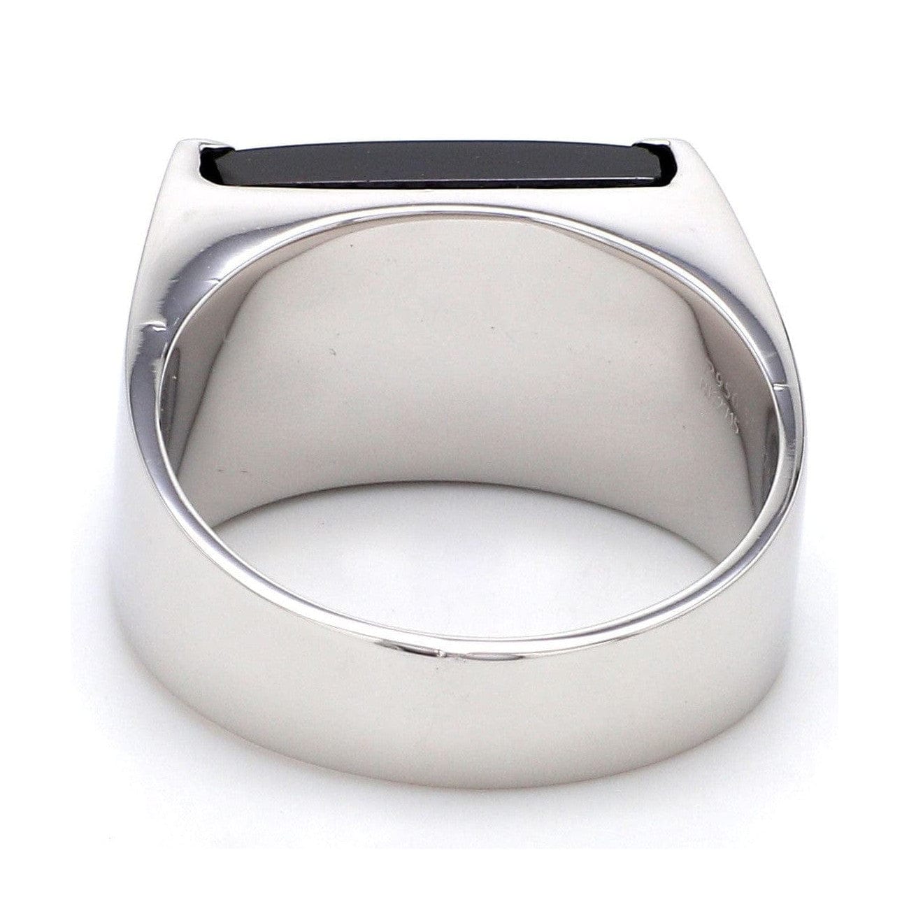 Jewelove™ Rings Men's Band only Customised Platinum Ring with Black Stone