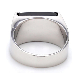 Jewelove™ Rings Men's Band only Customised Platinum Ring with Black Stone