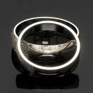 Jewelove™ Rings Customized 6mm, 4mm Fingerprint Engraved Platinum Rings for Couples