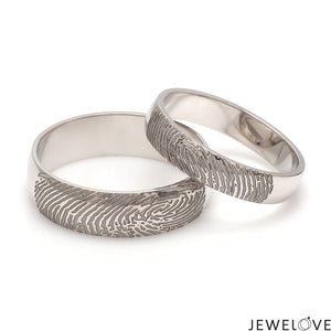 Jewelove™ Rings Customized 6mm, 4mm Fingerprint Engraved Platinum Rings for Couples