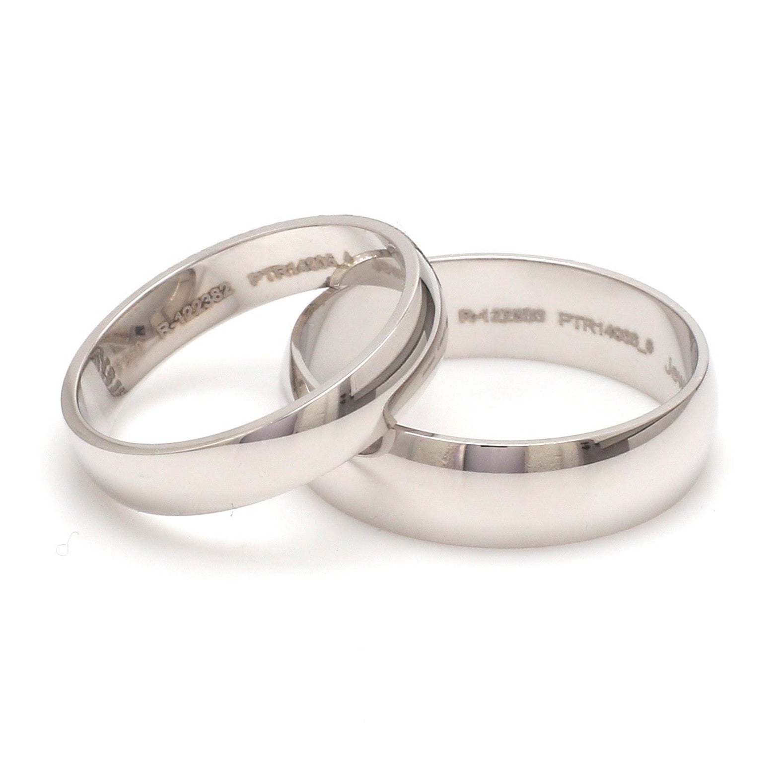 Jewelove™ Rings Customized 6mm, 4mm Fingerprint Engraved Platinum Rings for Couples