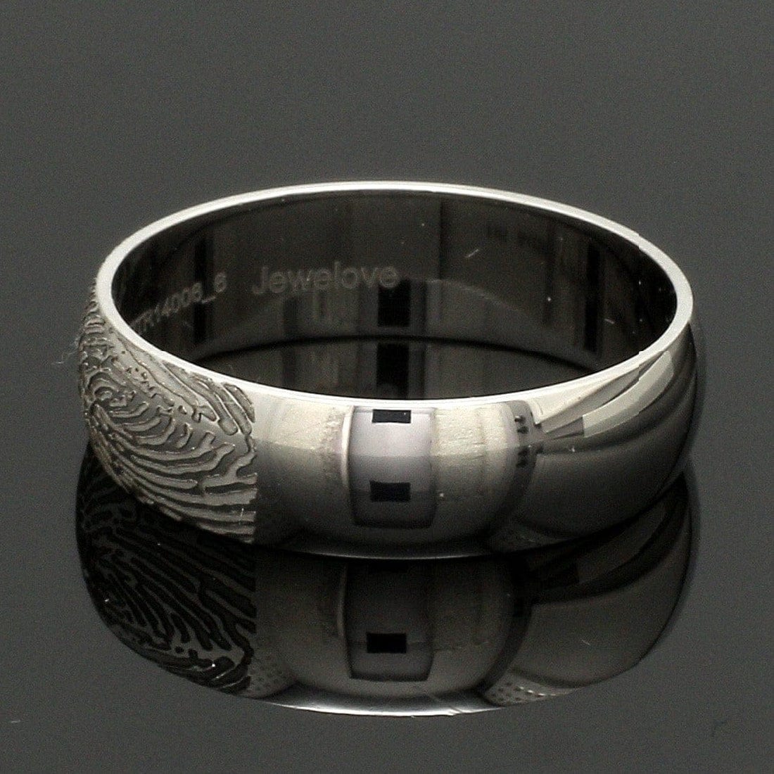 Jewelove™ Rings Customized 6mm, 4mm Fingerprint Engraved Platinum Rings for Couples