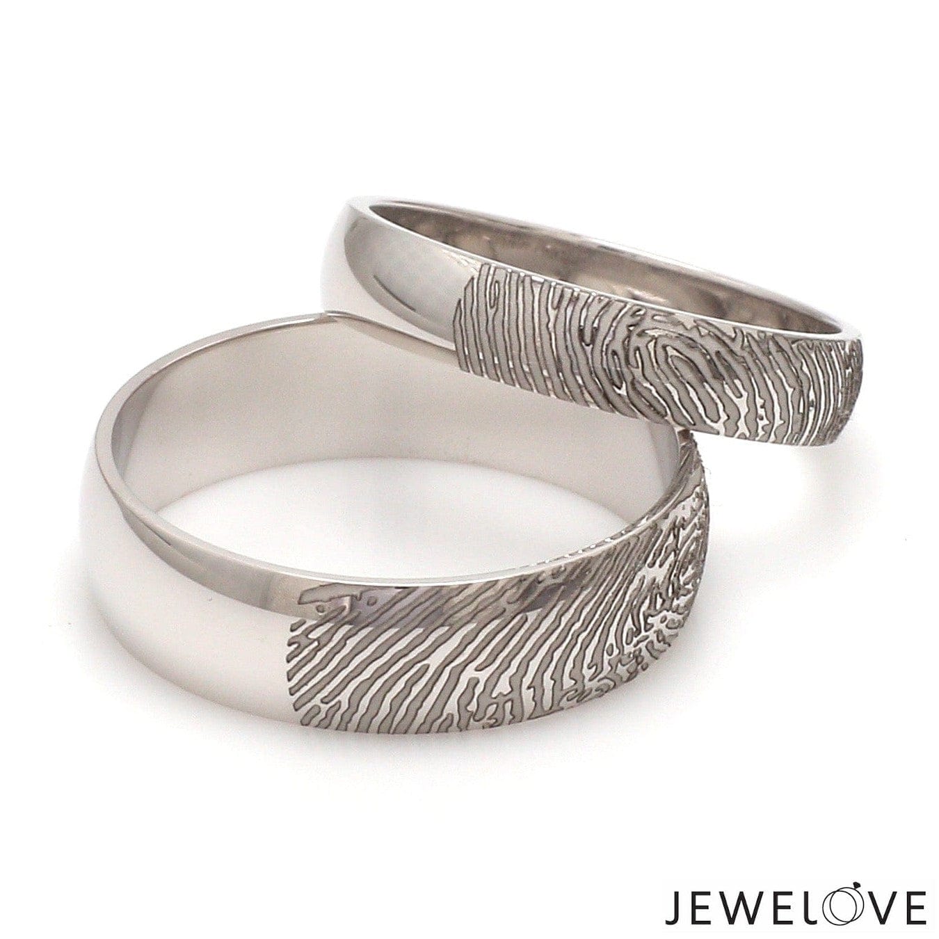 Jewelove™ Rings Customized 6mm, 4mm Fingerprint Engraved Platinum Rings for Couples