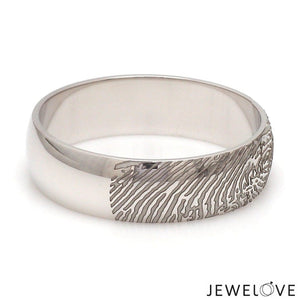 Jewelove™ Rings Customized 6mm, 4mm Fingerprint Engraved Platinum Rings for Couples