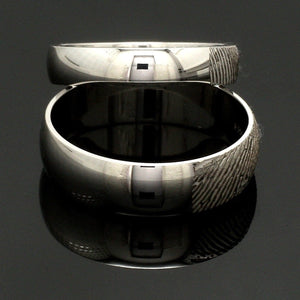 Jewelove™ Rings Customized 6mm, 4mm Fingerprint Engraved Platinum Rings for Couples