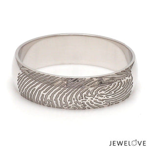 Jewelove™ Rings Customized 6mm, 4mm Fingerprint Engraved Platinum Rings for Couples