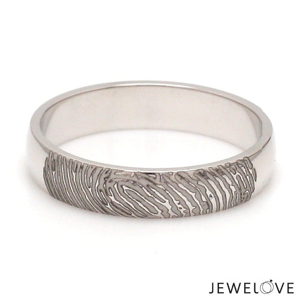 Jewelove™ Rings Customized 6mm, 4mm Fingerprint Engraved Platinum Rings for Couples