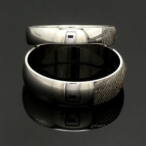 Jewelove™ Rings Customized 6mm, 4mm Fingerprint Engraved Platinum Rings for Couples