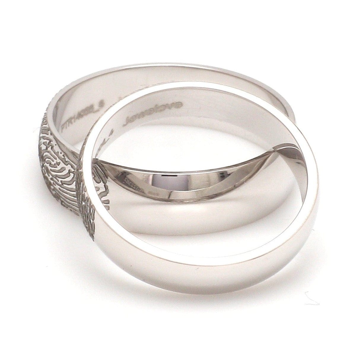 Jewelove™ Rings Customized 6mm, 4mm Fingerprint Engraved Platinum Rings for Couples