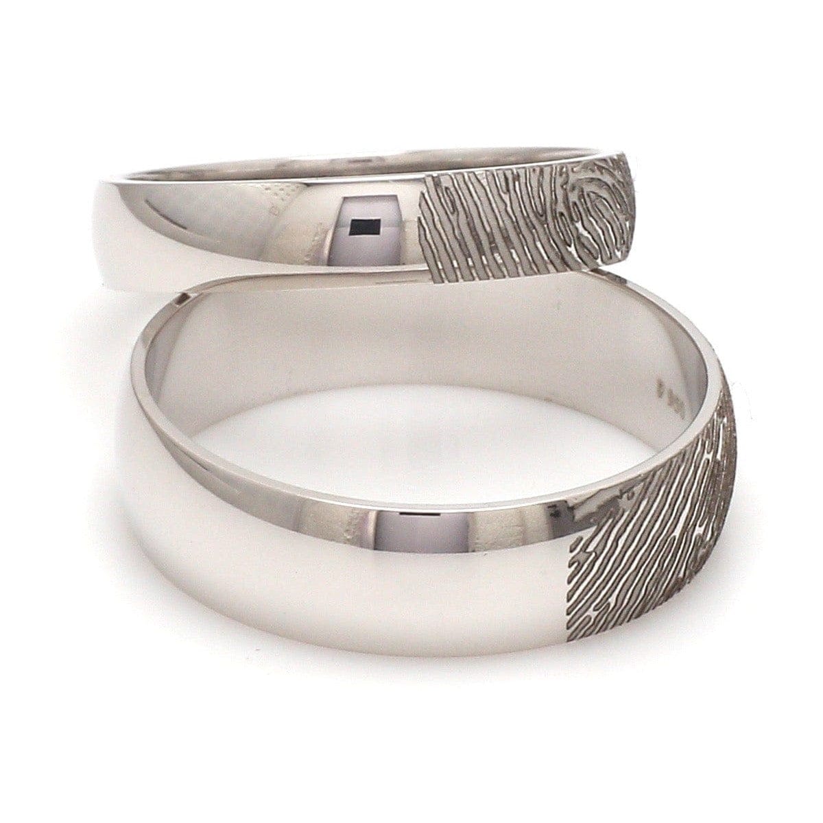 Jewelove™ Rings Customized 6mm, 4mm Fingerprint Engraved Platinum Rings for Couples