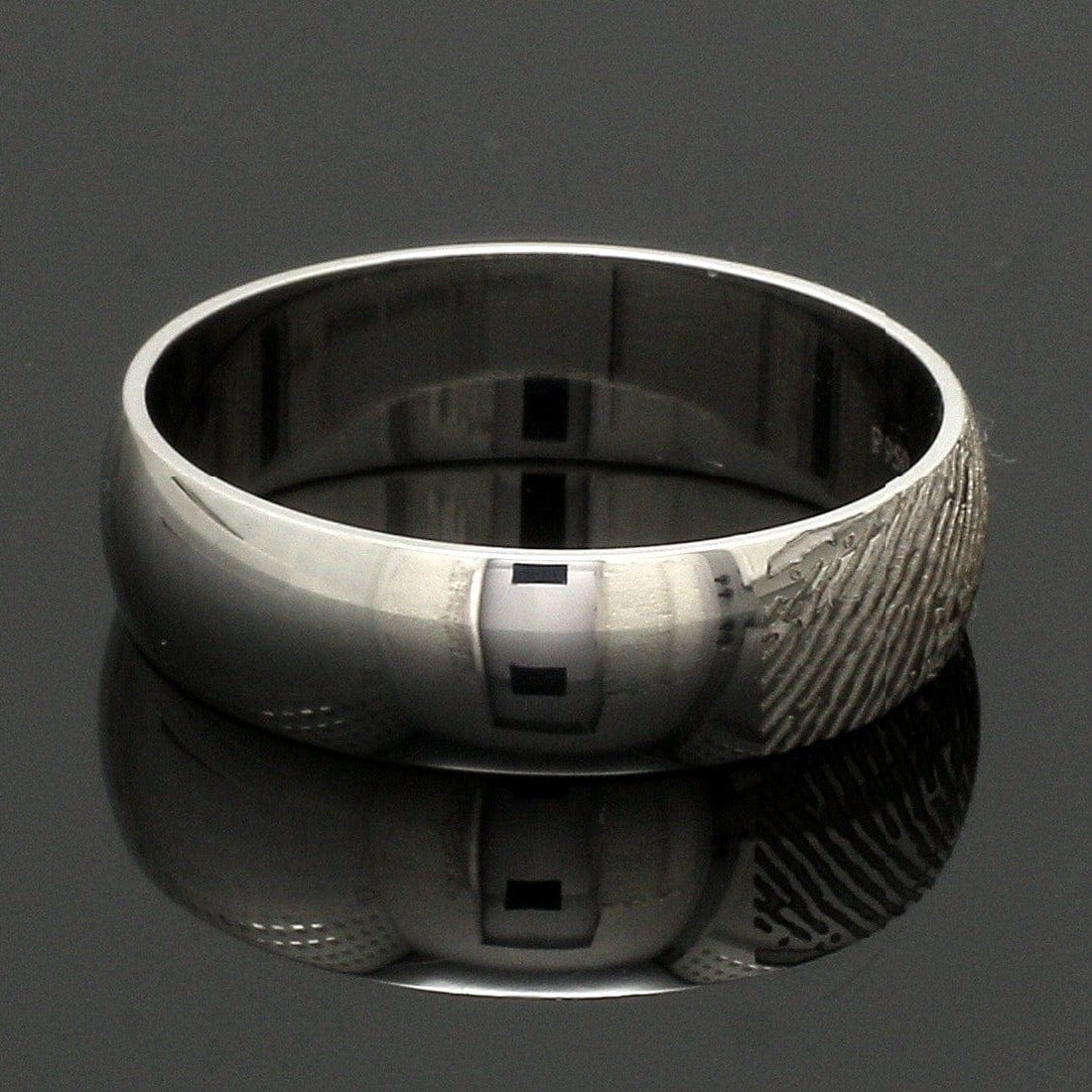 Jewelove™ Rings Customized 6mm, 4mm Fingerprint Engraved Platinum Rings for Couples