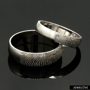 Jewelove™ Rings Customized 6mm, 4mm Fingerprint Engraved Platinum Rings for Couples