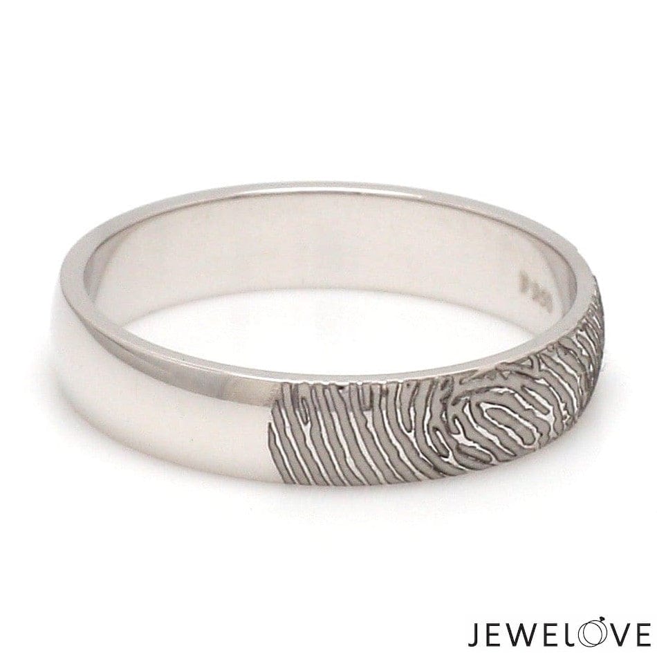 Jewelove™ Rings Customized 6mm, 4mm Fingerprint Engraved Platinum Rings for Couples