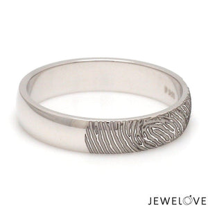 Jewelove™ Rings Customized 6mm, 4mm Fingerprint Engraved Platinum Rings for Couples