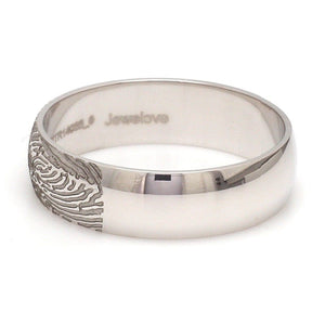 Jewelove™ Rings Customized 6mm, 4mm Fingerprint Engraved Platinum Rings for Couples