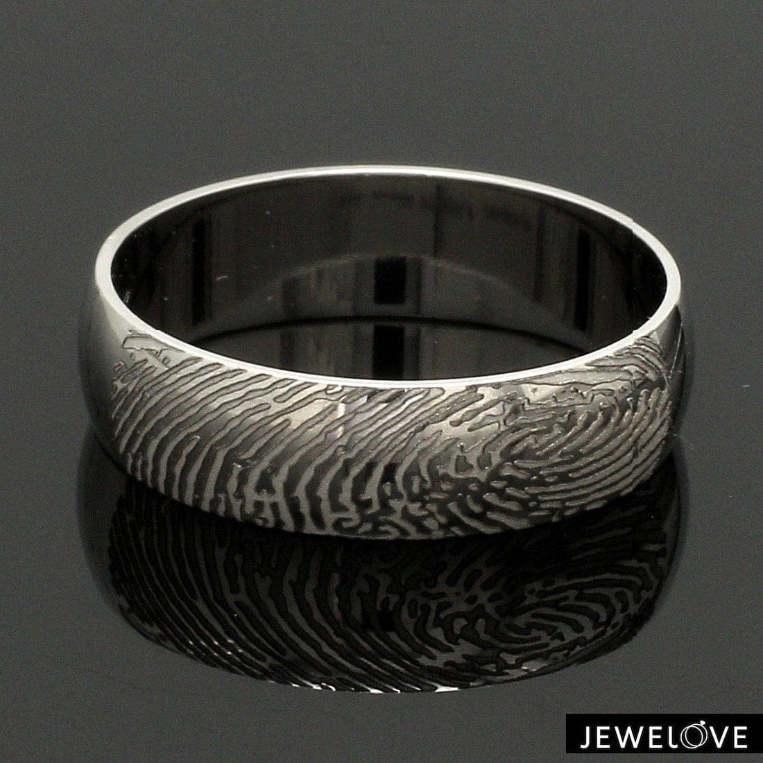 Jewelove™ Rings Customized 6mm, 4mm Fingerprint Engraved Platinum Rings for Couples