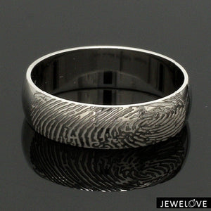 Jewelove™ Rings Customized 6mm, 4mm Fingerprint Engraved Platinum Rings for Couples