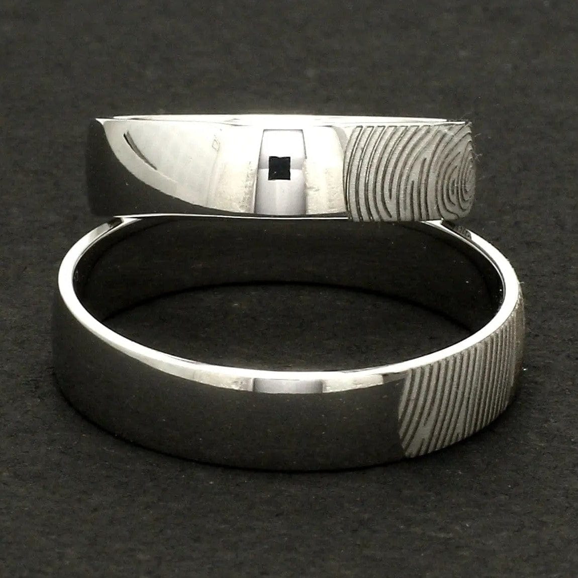 Jewelove™ Rings Customized Fingerprint Engraved Platinum Rings for Couples JL PT 270