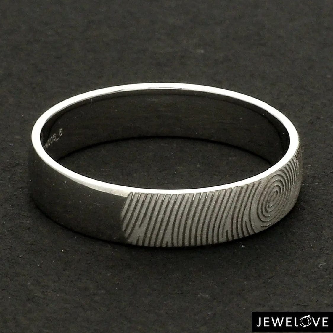 Jewelove™ Rings Customized Fingerprint Engraved Platinum Rings for Couples JL PT 270