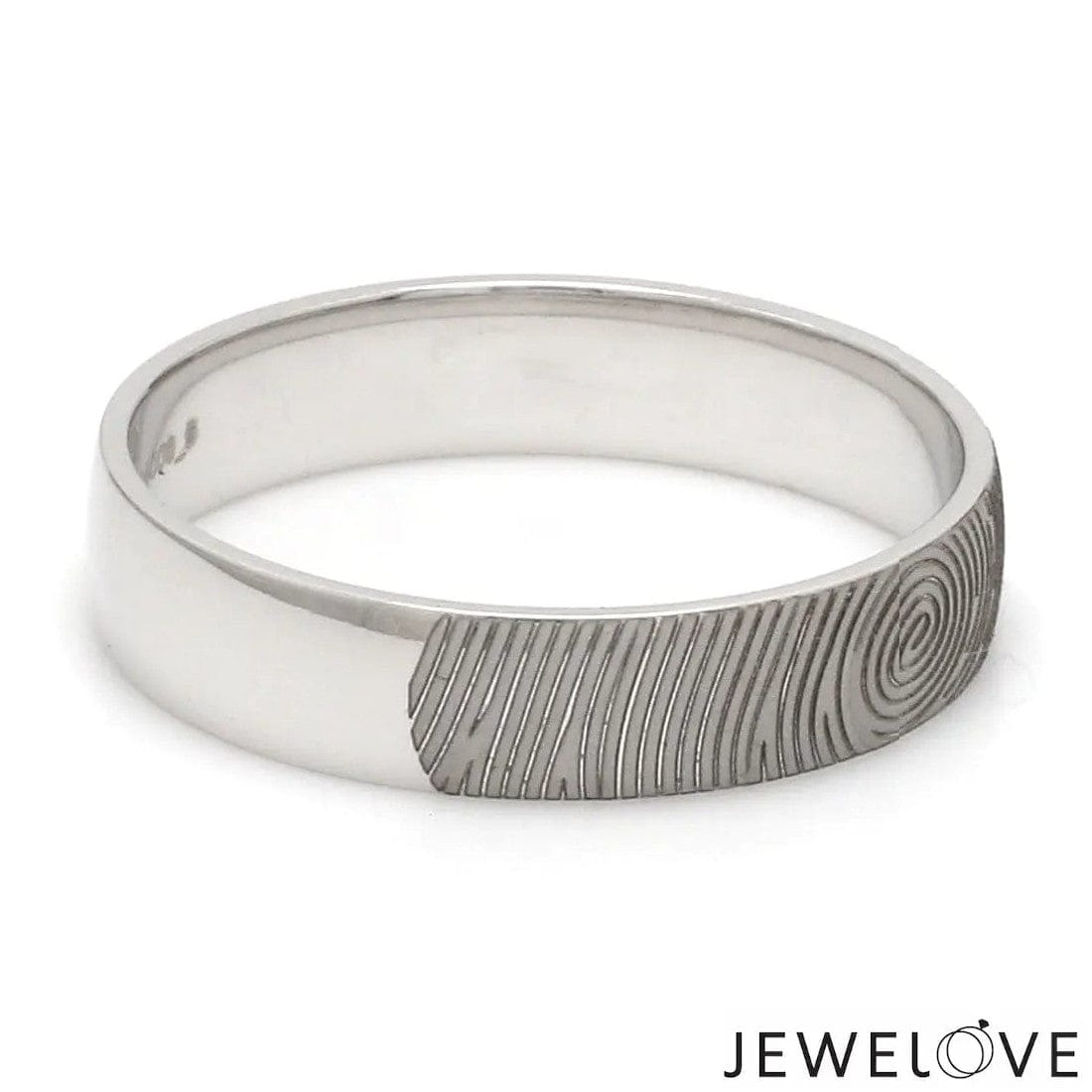 Jewelove™ Rings Customized Fingerprint Engraved Platinum Rings for Couples JL PT 270