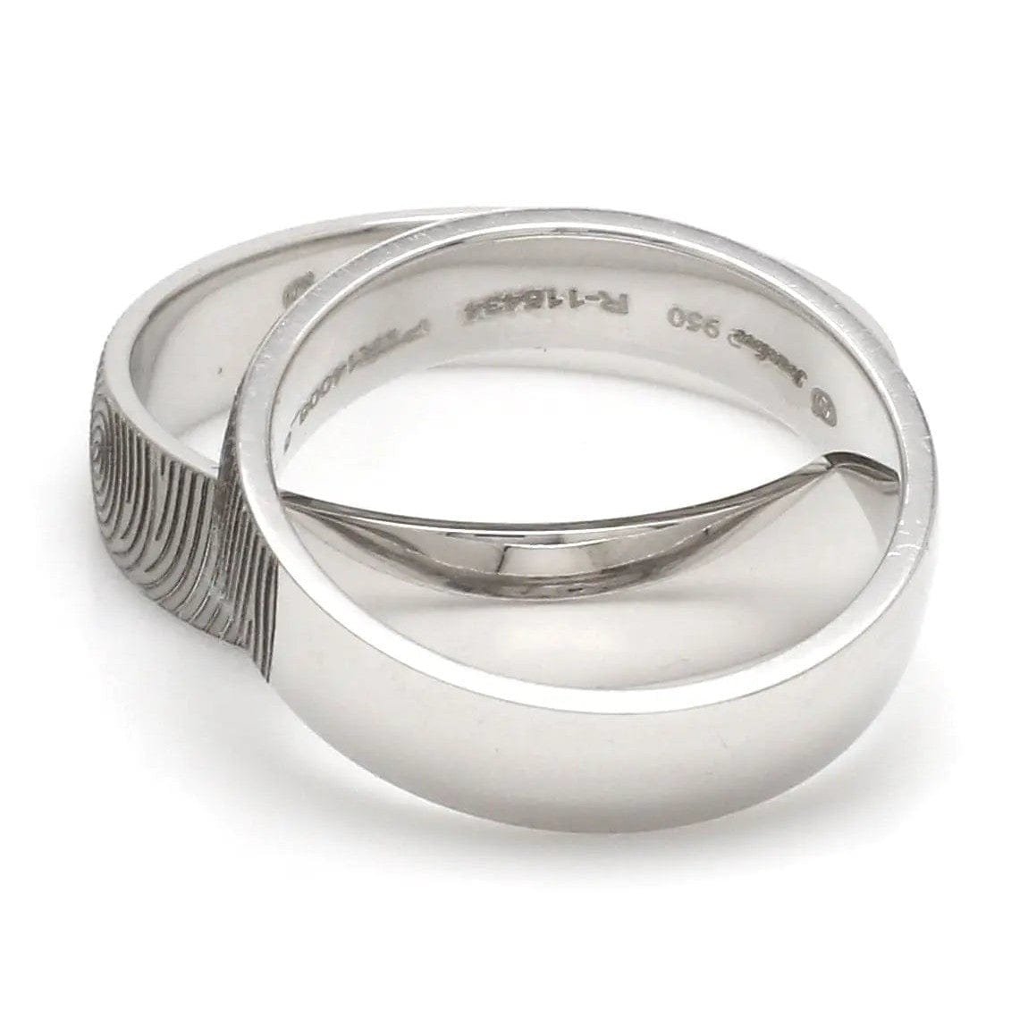 Jewelove™ Rings Customized Fingerprint Engraved Platinum Rings for Couples JL PT 270