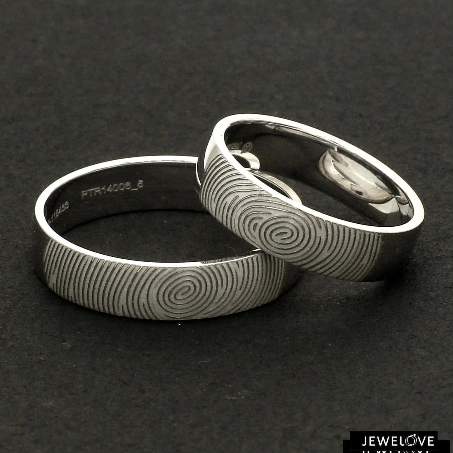 Jewelove™ Rings Customized Fingerprint Engraved Platinum Rings for Couples JL PT 270