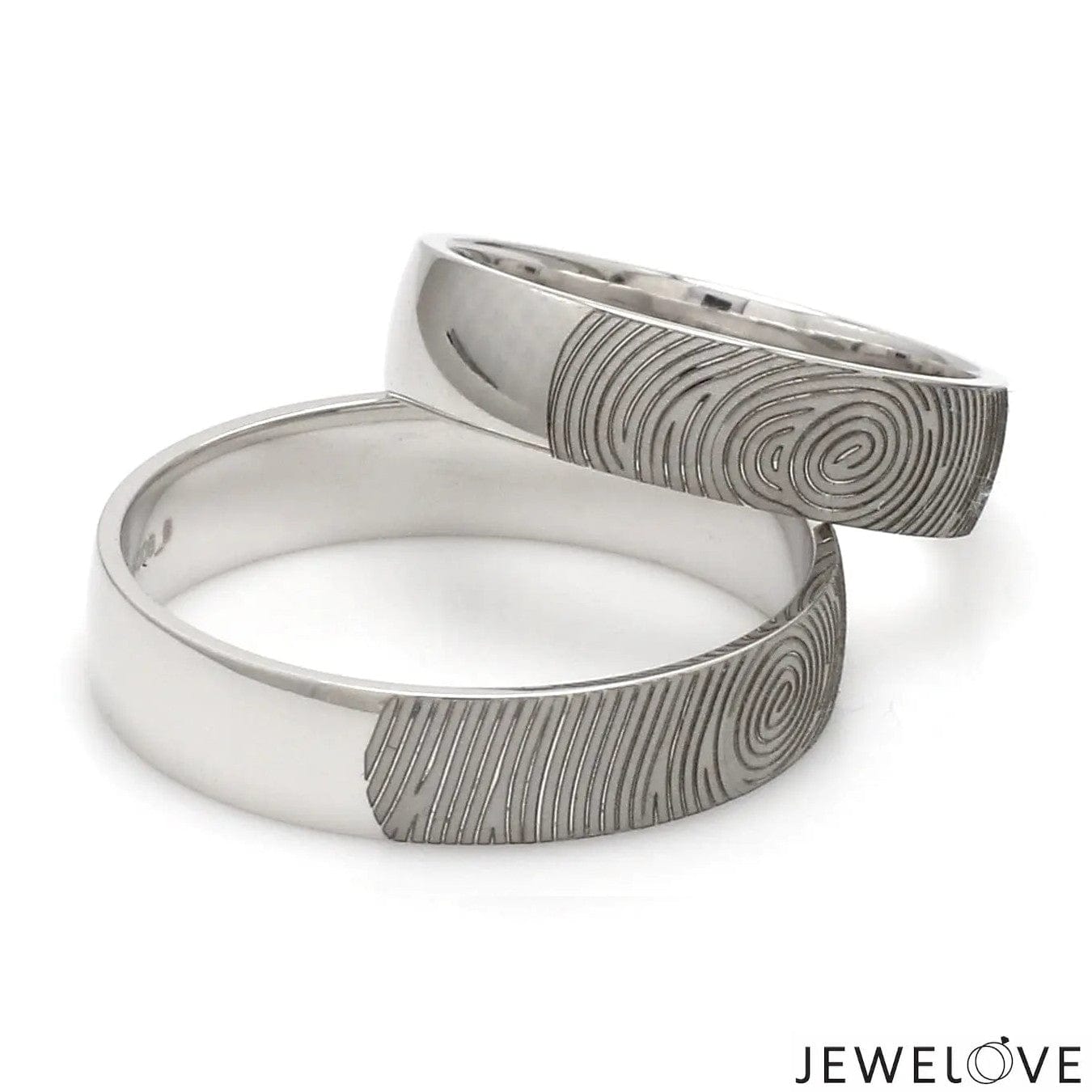 Jewelove™ Rings Customized Fingerprint Engraved Platinum Rings for Couples JL PT 270