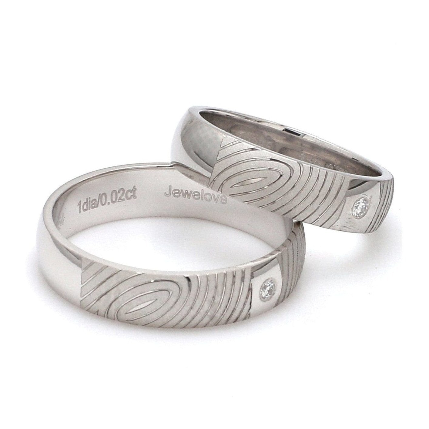 Jewelove™ Rings Customized Fingerprint Engraved Platinum Rings with Diamonds for Couples