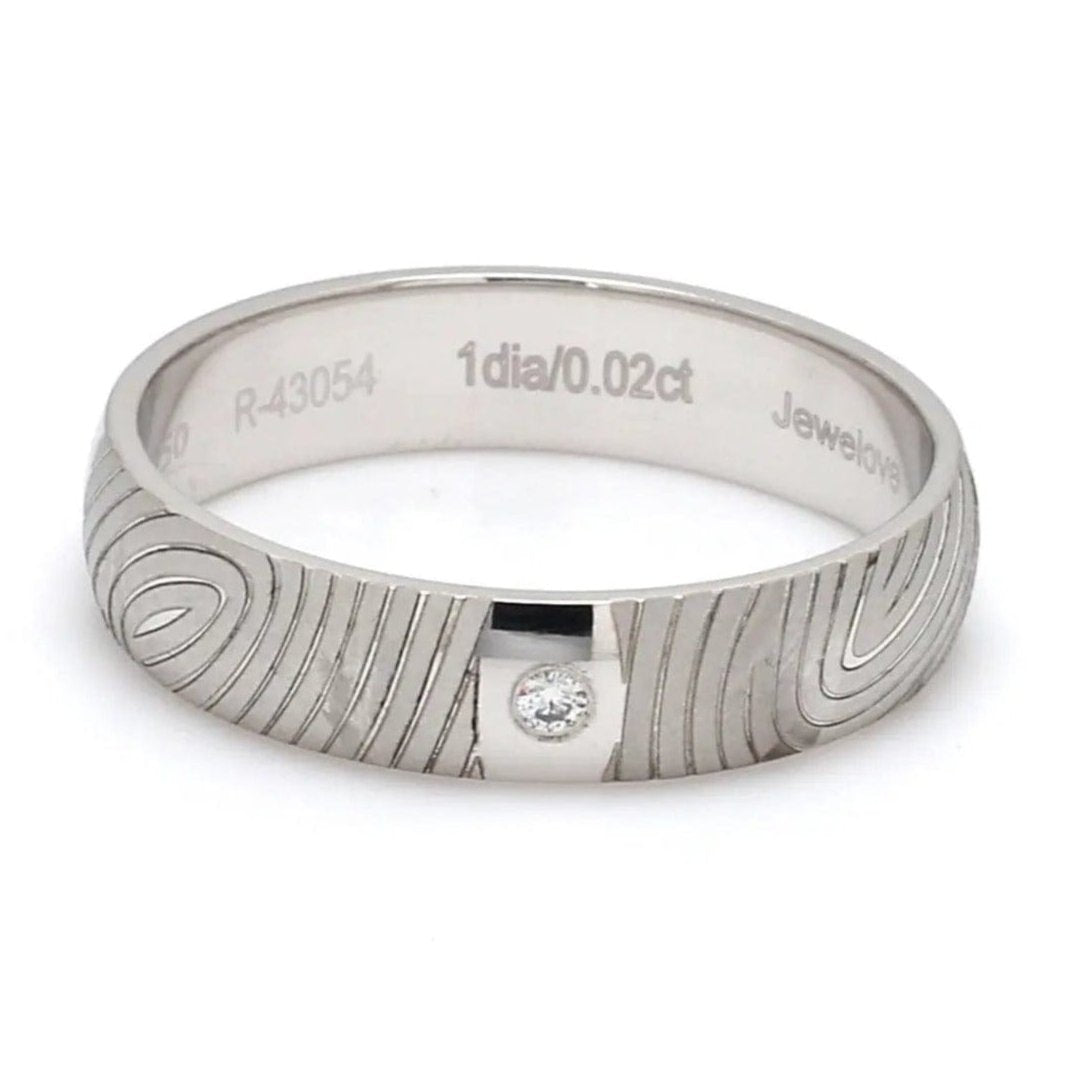 Jewelove™ Rings Customized Fingerprint Engraved Platinum Rings with Diamonds for Couples