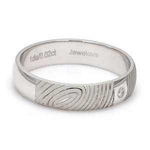 Jewelove™ Rings Customized Fingerprint Engraved Platinum Rings with Diamonds for Couples