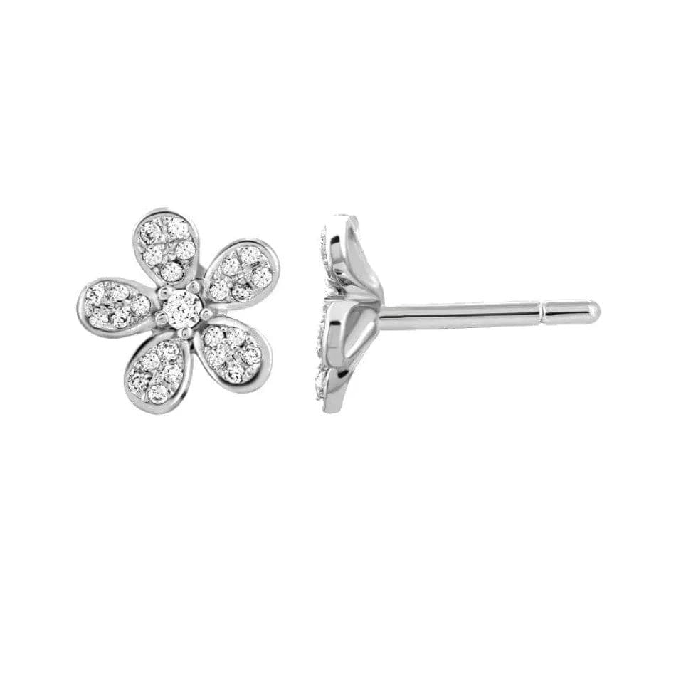 Jewelove™ Earrings Cute Flowery Platinum Earrings with Diamonds JL PT E 158