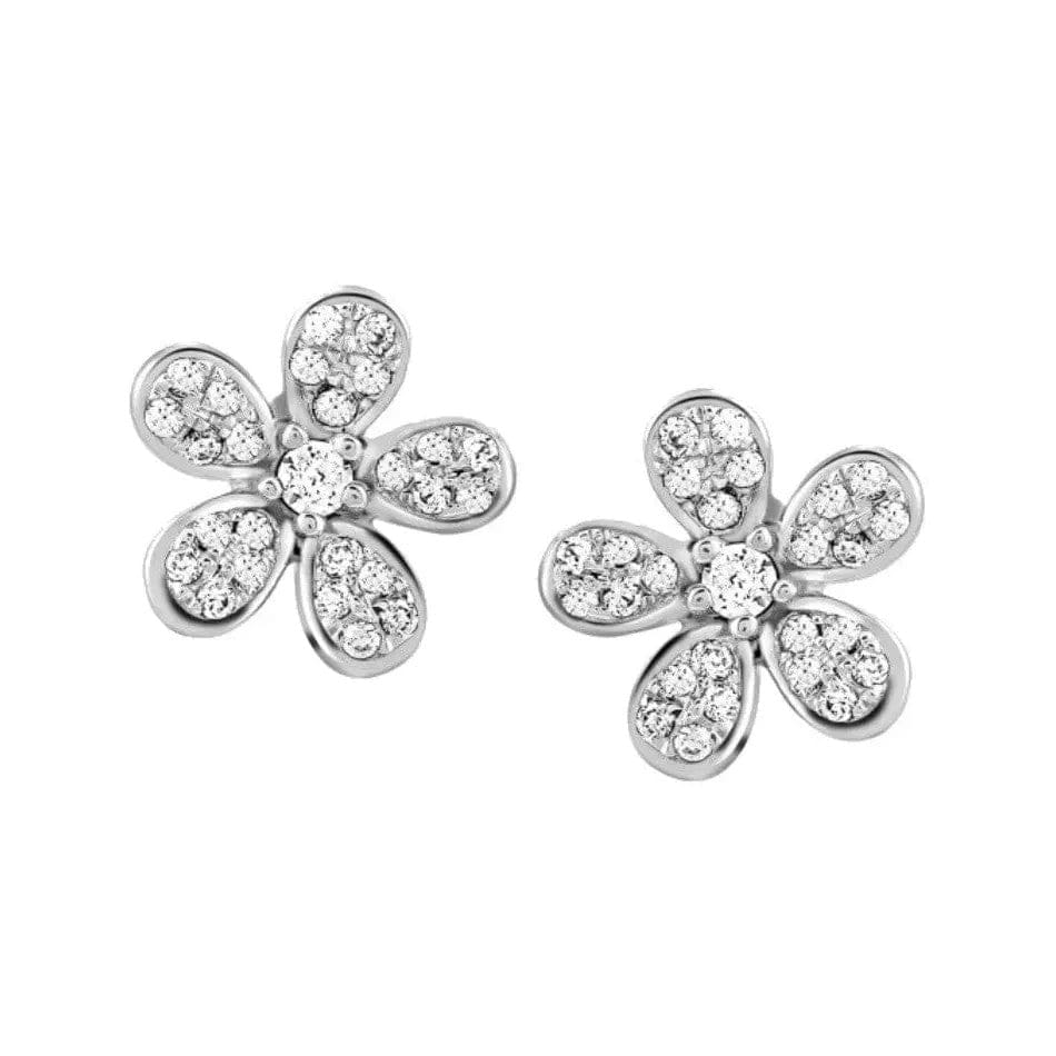 Jewelove™ Earrings Cute Flowery Platinum Earrings with Diamonds JL PT E 158