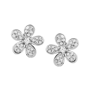 Jewelove™ Earrings Cute Flowery Platinum Earrings with Diamonds JL PT E 158