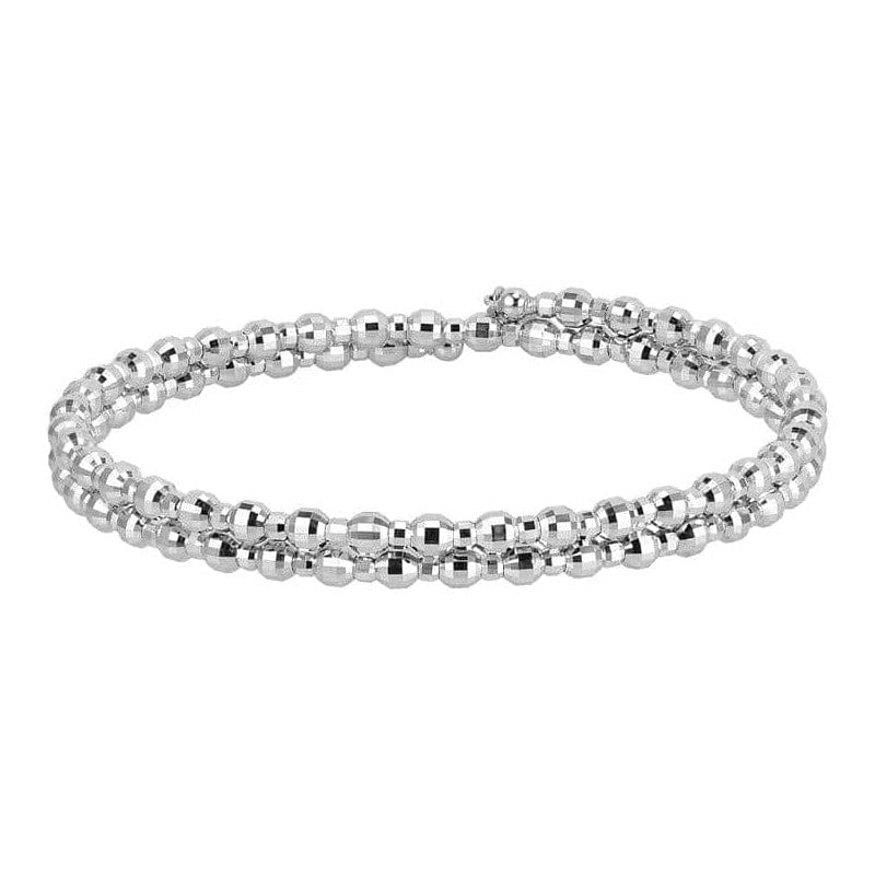 Jewelove™ Bangles & Bracelets Dazzling Shiny 2-row Japanese Platinum Bracelet for Women with Diamond Cut Balls JL PTB 722