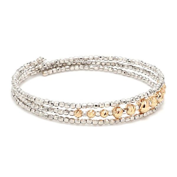 Dazzling Shiny 3-row Flexible Japanese Platinum & Rose Gold Bracelet for Women JL PTB 724