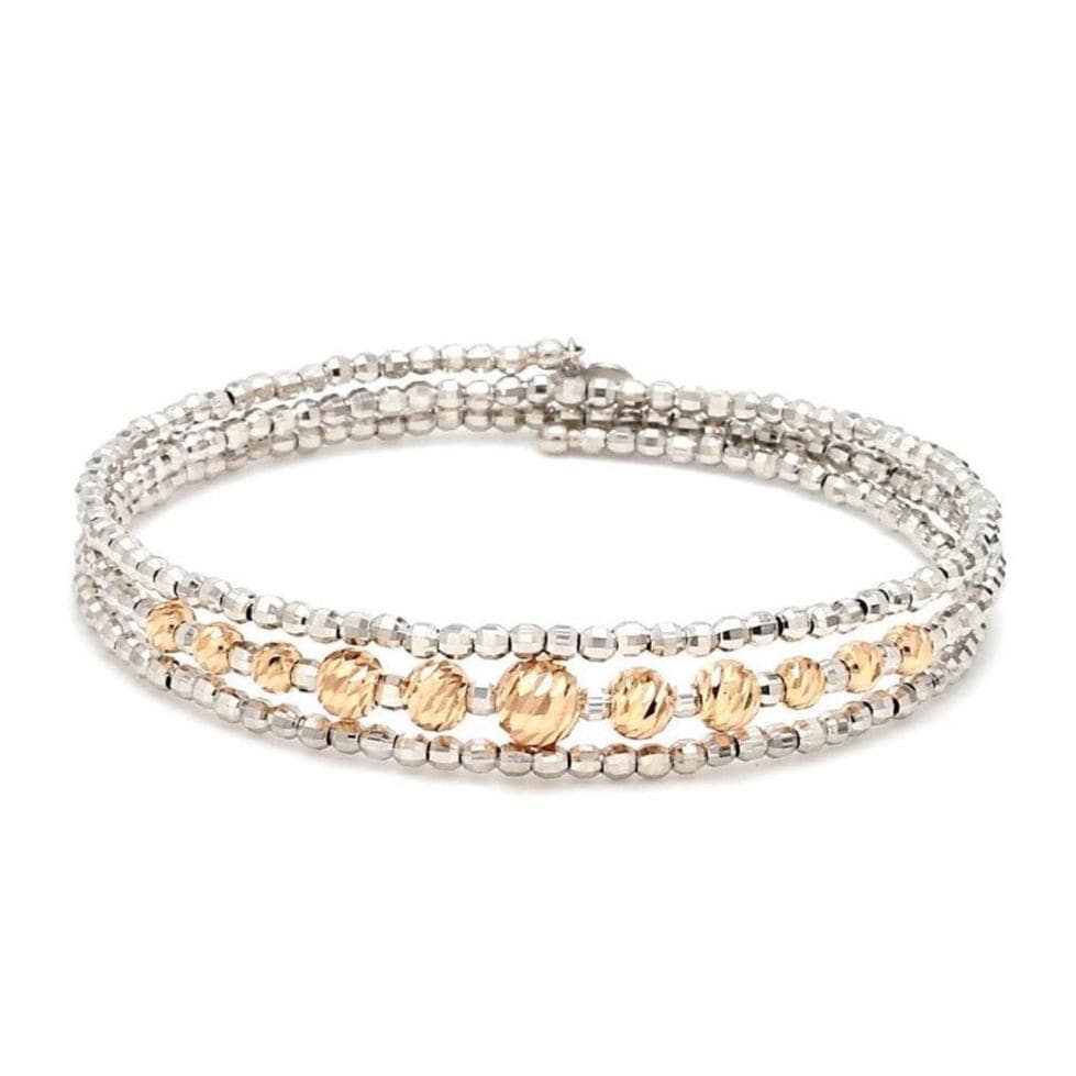 Jewelove™ Bangles & Bracelets Dazzling Shiny 3-row Flexible Japanese Platinum & Rose Gold Bracelet for Women JL PTB 724