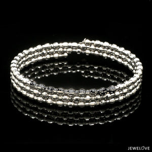 Jewelove™ Bangles & Bracelets Dazzling Shiny 3-row Japanese Platinum Bracelet for Women with Diamond Cut Balls JL PTB 721