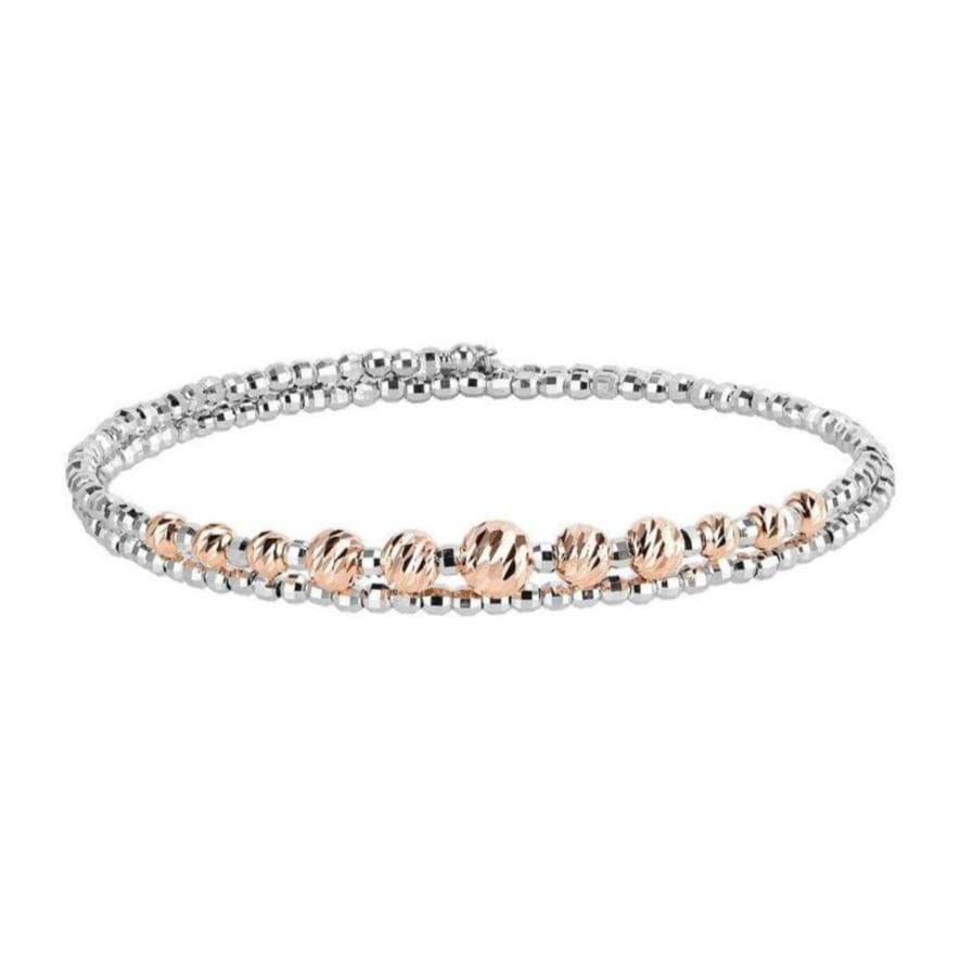 Jewelove™ Bangles & Bracelets Dazzling Shiny Flexible Japanese Platinum & Rose Gold Bracelet for Women JL PTB 719